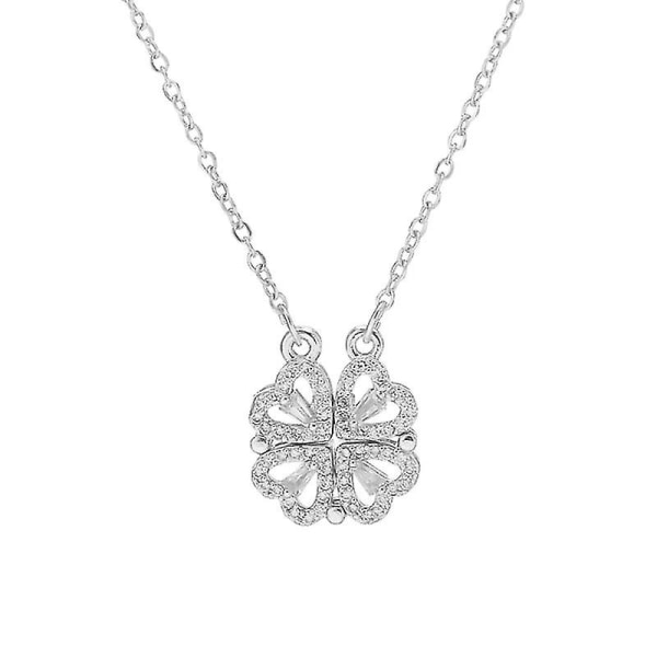 Kvinnors vikta hjärta nyckelbenshalsband Clover halsband Silver