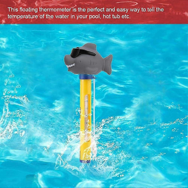 Pool Termometer Temperaturmätare Tecknad Hajform Med Snöre För Pool Spa Damm 9.5*22*2.2cm Gul Betterlifef