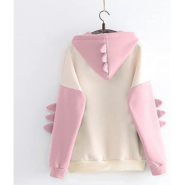 Vvia Dam Tonårstjejer Kawaii Dino Hoodie Tröja med Luva Dinosaurie Luvtröja Långärmade Toppar Utan Fickor Green M