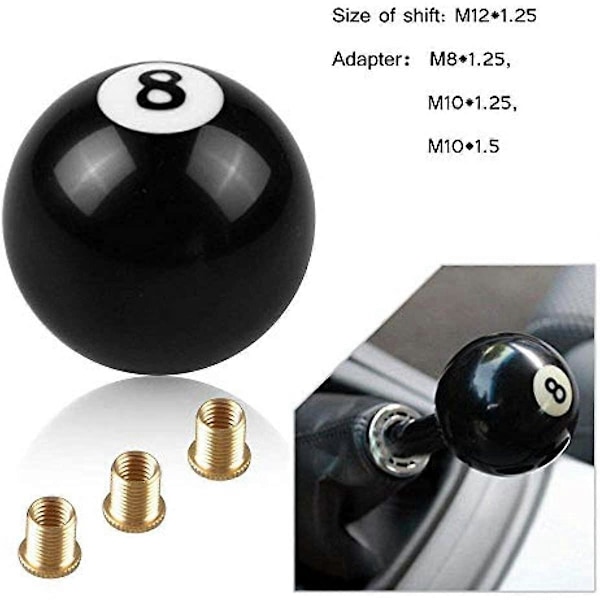 Växelspaksknopp Manuell Växelspak Rund Kula 8-boll Universal 4 5 6 Växlar med 3 Adaptrar Svart