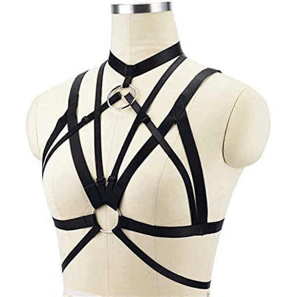 Sexig Dam Sele Bur BH Bandage Ihålig Rem Underkläder Gotisk Halter Crop Tops Justerbar