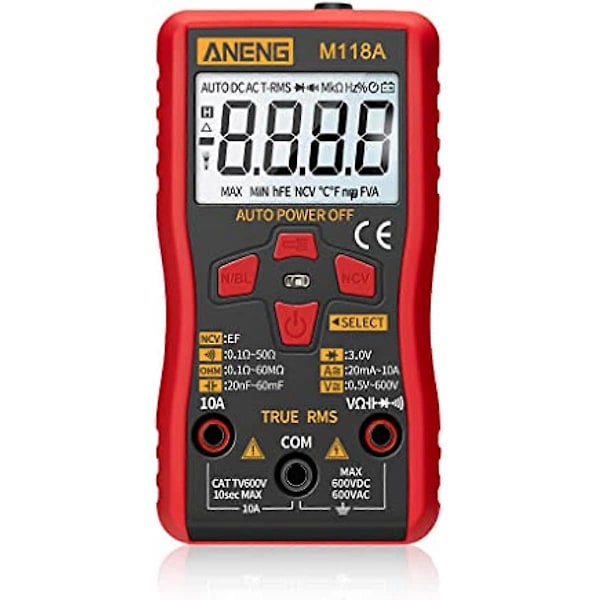 lmoikesz ANENG M118A 6000 Räknare Multimeter Ström Resistans Portabel True RMS Meter med Ficklampa