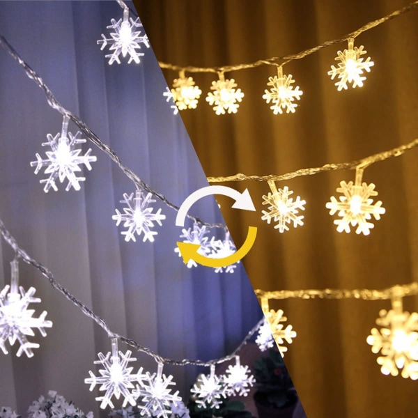 Julbelysning, snöflinga String Lights Batteridriven vattentät