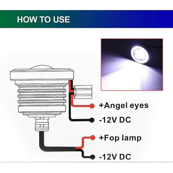 2 st Eagle Eye LED-lampa, Universell COB-membranvarselljus 12V 1200LM DRL