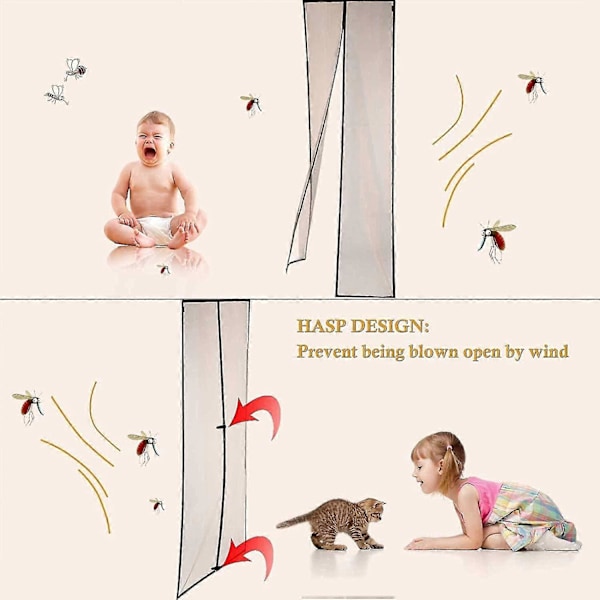 1 Styck Automatisk Dörrgardin, Magnetisk Insektsgardin med Magnetisk Stängning, Extra Fint Nät (100*220)