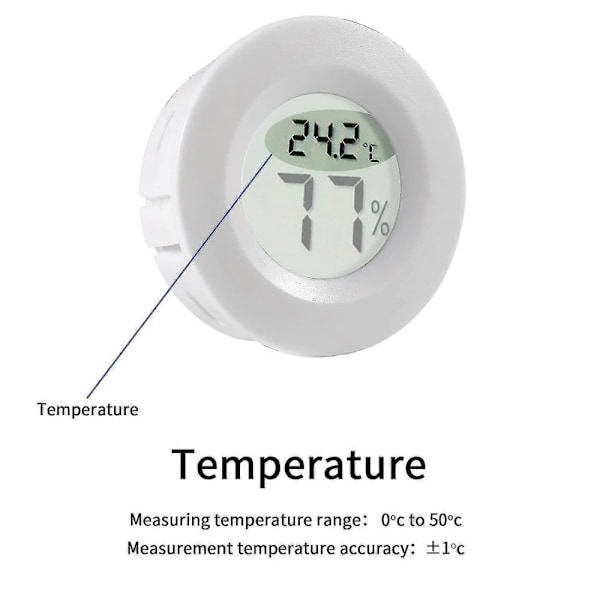 3 st Mini Rund Hygrometer Termometer Digital LCD Monitor Mätare Inomhus Present