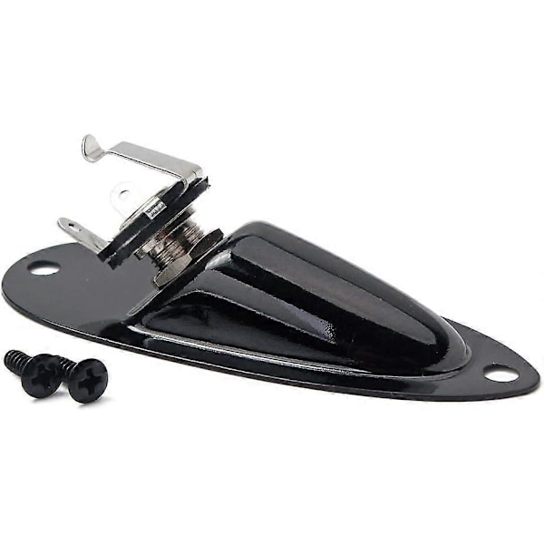Båt Input Output Jack Plate Uttag med Skruvar för Fender Strat Gitarr Svart