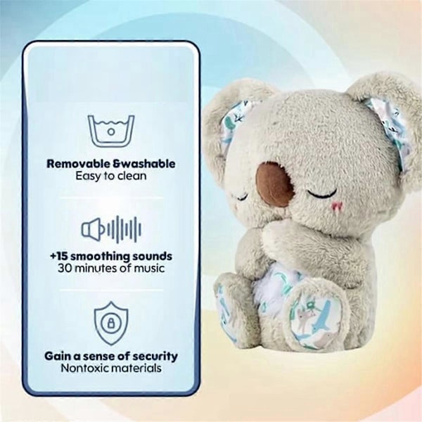 Lugnande Koalabjörn, Ljudmaskin för Bebisar, med Sensoriska Detaljer och Musik