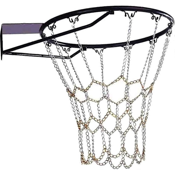 Basketbollnät, basketbollkorg med kedjor, basketbollnät i metall, ersättningsnät för basketkorg, basketbollnät i stålkedjor tillverkat av metall.