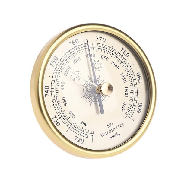 72mm Väggmonterad Barometer 1070hpa Guld Färg Rund Urtavla Luft Väderstation
