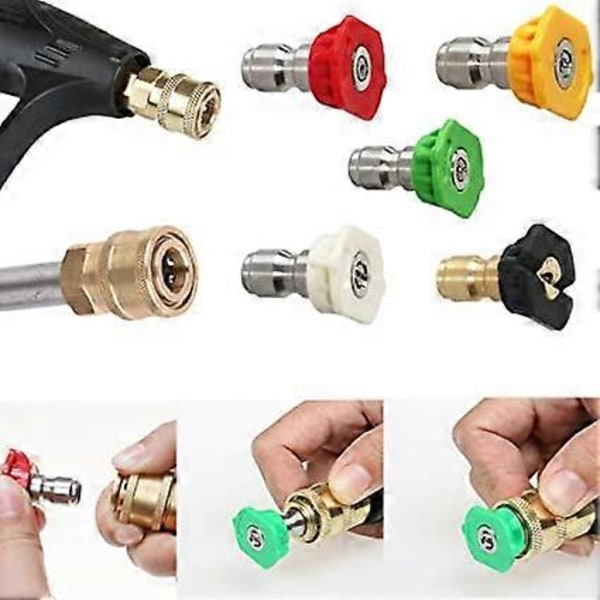 5 snabbkopplingsmunstycken för Wilks-USA/ P1/ Hyundai/RocwooD bensindrivna högtryckstvättar, 5 munstycksspetsar för 1/4'' snabbkoppling