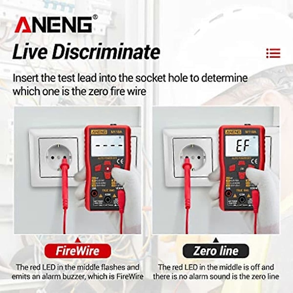 lmoikesz ANENG M118A 6000 Räknare Multimeter Ström Resistans Portabel True RMS Meter med Ficklampa