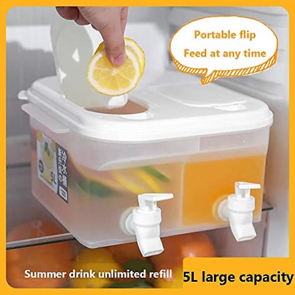 Merrwon Kylskåpskanna Dryckeskylare Kylskåp Kall Vattenkokare med Kran 5L Dryckesdispenser med Kran Påfyllningsbar Stor Dispenser för Att Göra Juice och Te
