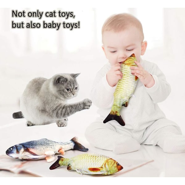 Elektrisk Rörlig Fisk Katt Leksak, Fladdrar Som En Riktig Fisk, Interaktiv Realistisk Plysch Rolig Leksak för Husdjur, Lämplig för Biting, Tuggande, Fångande, Sparkning (A)