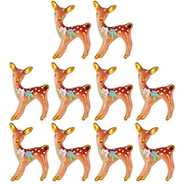 ULTNICE 10 st Hjortfigurer Tårtdekoration Harts Djur Jul Miniatyrprydnader Små Renfigurer Jul Spiselkransdekoration Sagoträdgård