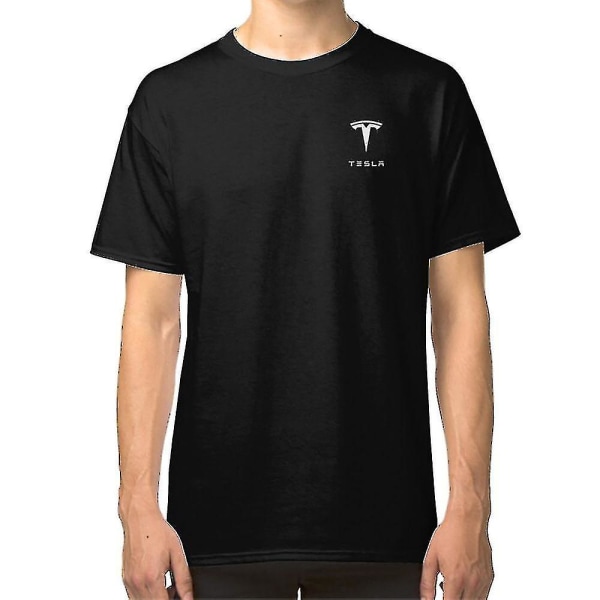 Tesla Logotyp Vit T-shirt Tesla Motors