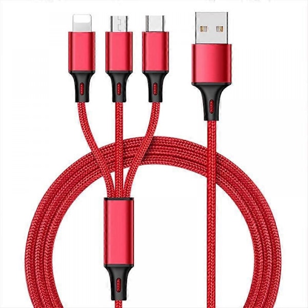 Snabb USB-laddningskabel för Samsung Universal 3-i-1 Multifunktionell Mobiltelefon Sladd Laddare Kabel Typ C (svart)