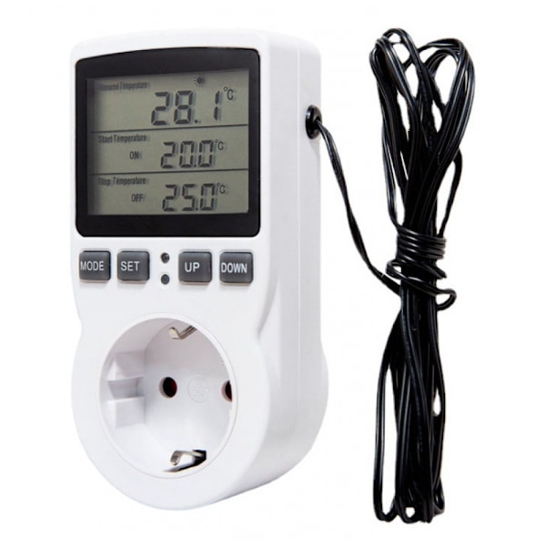 Digital Temperaturkontroller Strömuttag EU-kontakt Termostat Med Timer Switch Sensor Sond Värme Kylningsversion