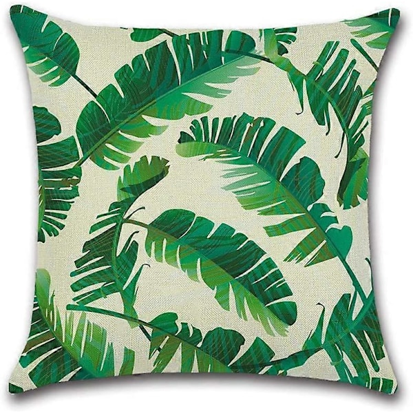 Suneast Tropiska Gröna Blad Kuddfodral Växt Blomma Palmblad Dekorativt Prydnadskudde Fodral Fyrkantigt Örngott för Hem Soffa Säng Vardagsrum Style 37