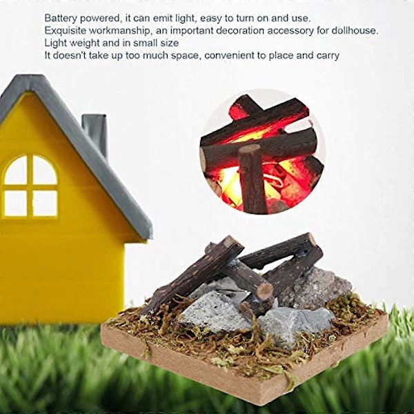 Dockskåp Lägereld Mini Dockskåp Lägereldsmodell Miniatyr Trädgårdsscen Simulering Lägereld Picknick Modell Leksak Ornament Tillbehör (Lägereld)