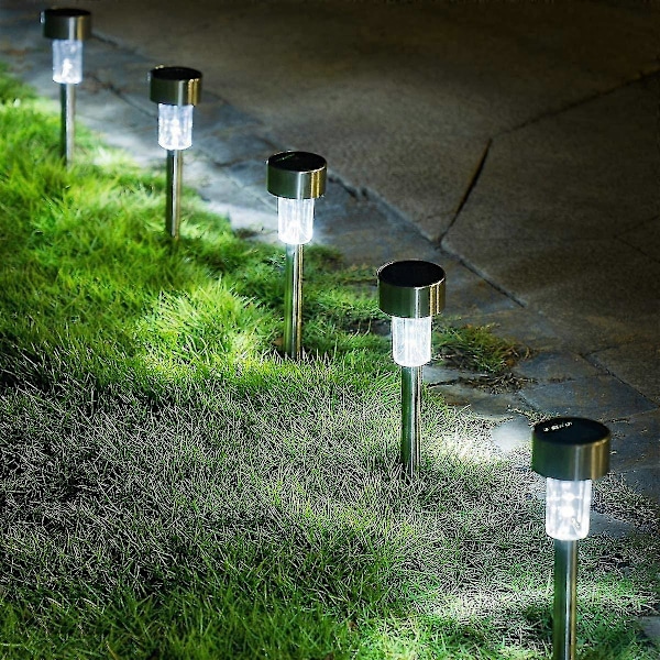 16-pack Solcellslampor Utomhus, Solcellslampor Utomhus Trädgård LED-lampa Landskap/gångvägslampor För Uteplats/gräsmatta/gård/uppfart/gångväg (rostfritt stål)