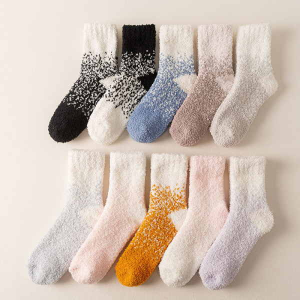 3 ST Vinter Fluffy Mysig Fuzzy Socks Varm Mjuk Plysch inomhussäng kaffe en storlek