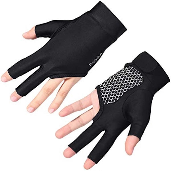 Exceart 1 Par Snookerhandskar Anti-Slip Tre Fingrar Biljardhandskar Elastiska Andningsbara Snooker Kö Sport Handskar för Kvinnor Män (Svart) (Medium) Camouflage M