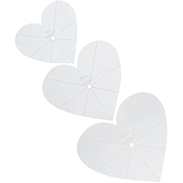 HEALLILY 3 st Akryl Lapptäcks Linjaler Quilting Mall Linjal Hjärta Form Mall Tyg Sömnad Skärning Hantverk Linjal Skräddarverktyg