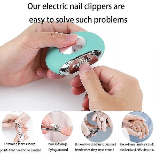 Elektrisk nagelklippare för tjocka naglar Säker automatisk elektrisk nageltrimmer för vårdgivare, äldre, vuxna och barn (Blå)