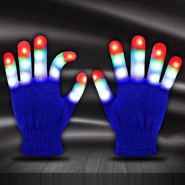 Lysande handskar LED-handskar rave coola leksaker presenter till barn tonåringar pojkar flickor julstrumpa fyllmedel festgåvor (åldrar 10-16, blå)