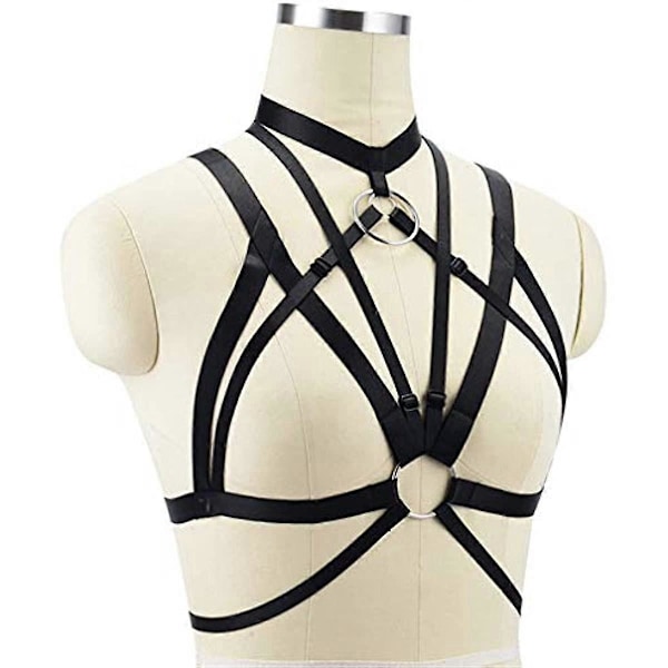 Sexig Dam Sele Bur BH Bandage Ihålig Rem Underkläder Gotisk Halter Crop Tops Justerbar