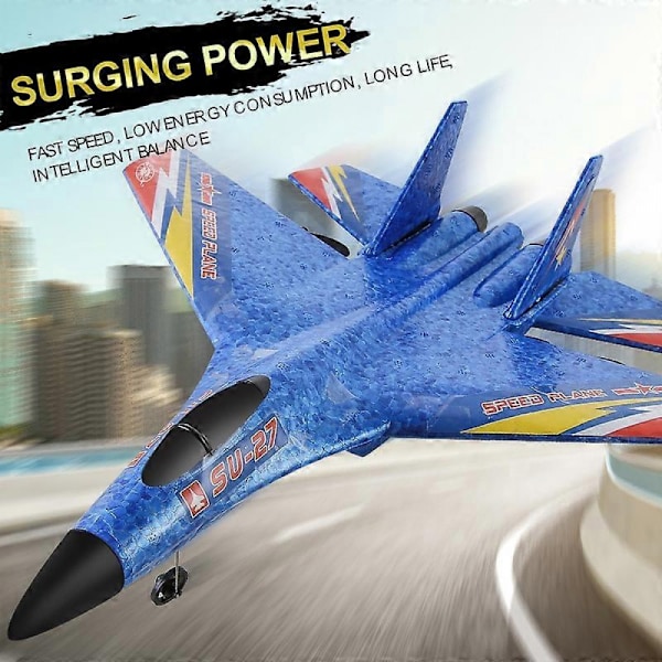 HW28 (SU27) RC Flygplan för Barn 2.4GHz 2.5 Kanal Fjärrkontroll Flygplan EPP Skum RC Glidflygplan - Blå