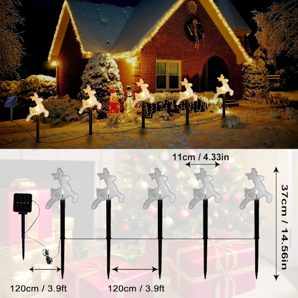 Paket Solcellsjulbelysning Utomhus Vägbelysning Vattentät LED-lampa