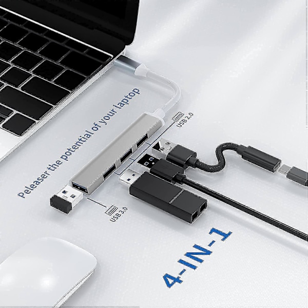port usb c hub usb typ c till usb 3.0 hub adapter kompatibel för macbook, mac pro/mini, imac, surface pro, xps, notebook pc, usb-minnen