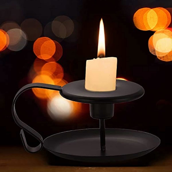Set med 4 Ljusstakar Matt Järn Svart Avsmalnande Ljusstakehållare Bordsdekoration Kandelaber Bröllop Middagsfest för 098 Tum Ljus &amp; L Set of 2
