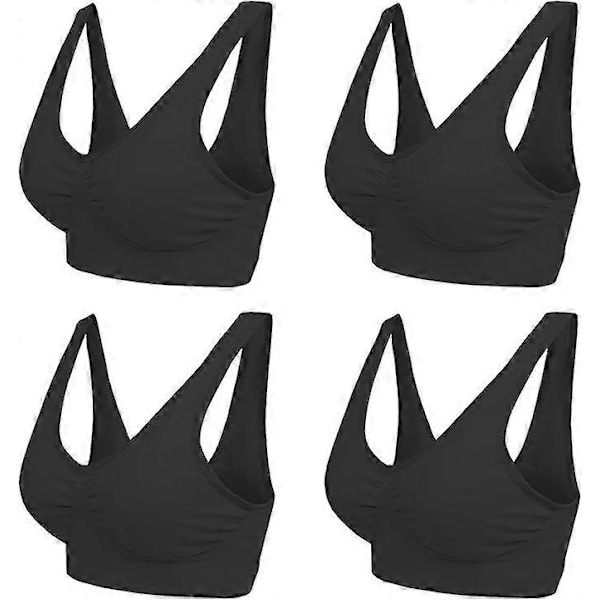 Bekväm BH för damer, Klassisk dam-bystier, Push Up och utan bygel, 1-pack, 4-pack black S
