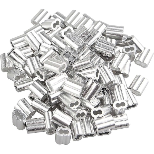 Betterlifefg-aluminium Kabelhylsa 100 st Aluminium Krymphylsor Loop Krymp Kabelklämma Hylsor I Dubbla Krymp Loop Klämmor Med Hylsor För Stål Ca