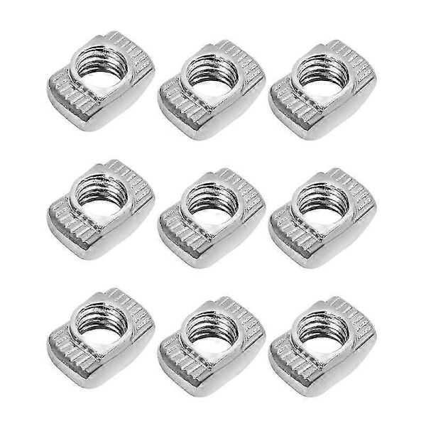 200 st europeiska aluminiumprofiler smala T-mutter gänga för reparation (silver m5x10x6)