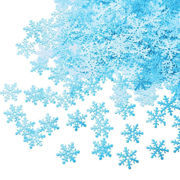 1000 st snöflingor konfetti dekorationer för jul vinter Blå