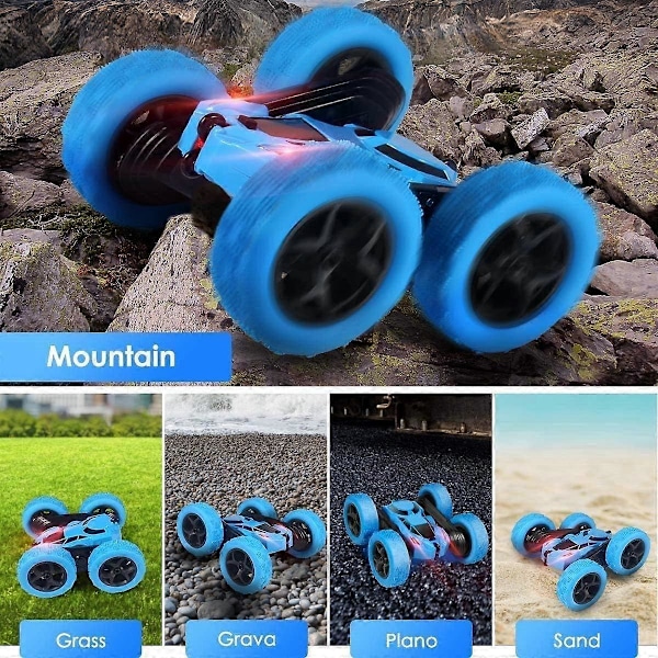 Fjärrstyrd Bil 4WD RC Stuntbil 2.4GHz 360 Dubbelsidig Vändning med LED-Strålkastare Terräng Racing RC Bil Perfekt Födelsedagsleksak för Barn