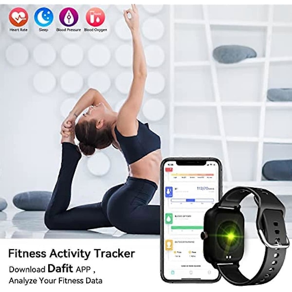 Smartklocka Luoba 169 Full Touch SvaraRing Android Smartwatch för Kvinnor Män Fitness Tracker med Pulsmätare Sömnmonitor Kaloriräknare Stegräknare silver