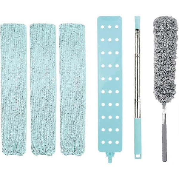 4 st Utdragbar Dammtorkare För Springor Eller Borste Med 2 Tygöverdrag Mikrofiber Handdammtork Tvättbar Teleskopisk Dammuppsamlare För Hushållssäng Soffa