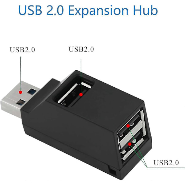 1x USB 2.0 Hub För PC USB Splitter Adapter Kompatibel Med Windows, Mac, Linux