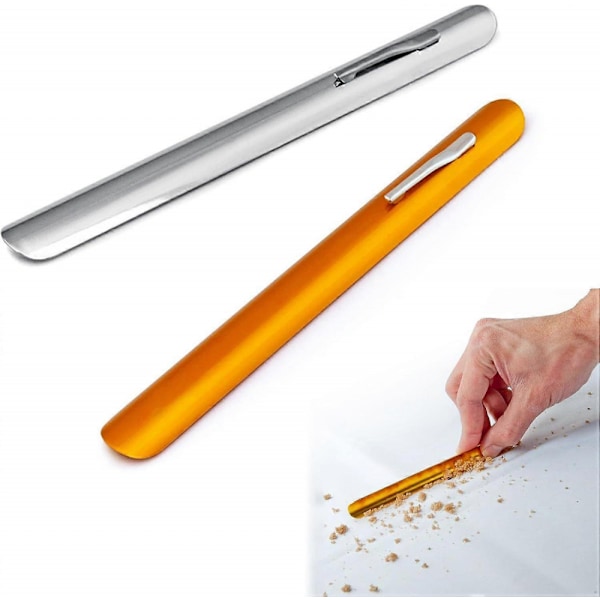 Böjd manuell smulplockare, bordsplockare i rostfritt stål, smuluppsamlare för restauranger och servitörer (Guld, Silver)