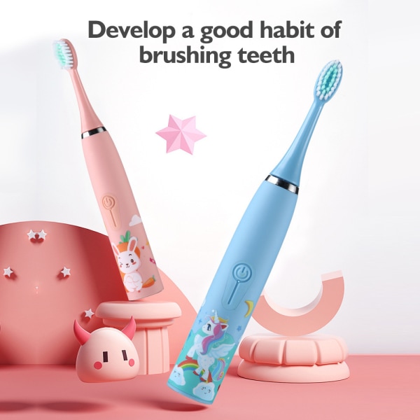 Elektriska tandborstar för barn IPX7 vattentät för ålder 3+ (vit) c113 |  Fyndiq