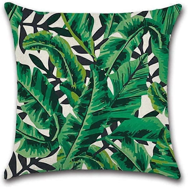 Suneast Tropiska Gröna Blad Kuddfodral Växt Blomma Palmblad Dekorativt Prydnadskudde Fodral Fyrkantigt Örngott för Hem Soffa Säng Vardagsrum Style 8