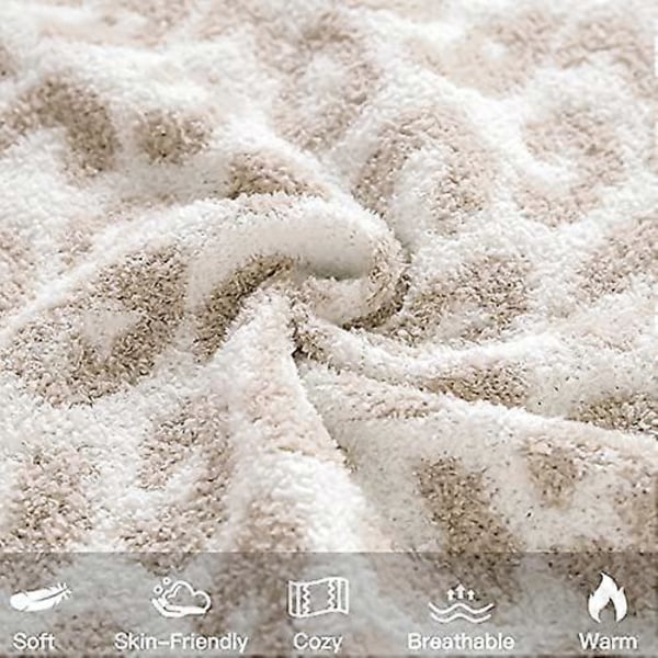 Sungeek Ultra Mjuk Plysch Leopard Pläd Filt Varm och Mysig Stickad Polyester Filt Lyxig Vändbar Gepard Filt för Soffa Säng Resa 127 Light Grey