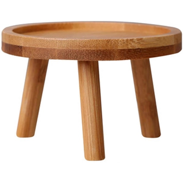 Blomkrukställ i trä - Hög pall för balkong - Rund hylla för inomhus och utomhusbruk (8x8x7cm)