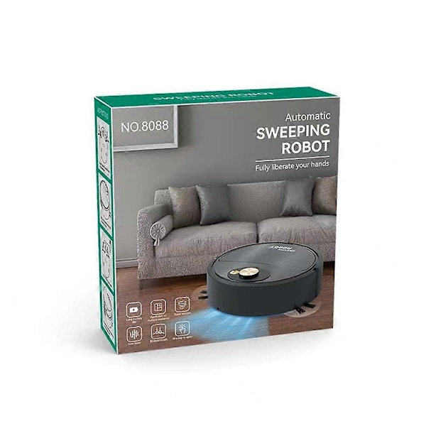 (Svart) Mini Robotdammsugare 3 i 1 Våtmoppning Golv Smart Hem Städning