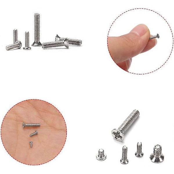 Förpackning med 500 Små Skruvar Sortimentskit, M1.2 M1.4 M2 Pyttesmå Mikroskruvar, Skruvkit för Ersättning av Klockglas Dator, Rostfritt Stål Liten Reparationsskruv black
